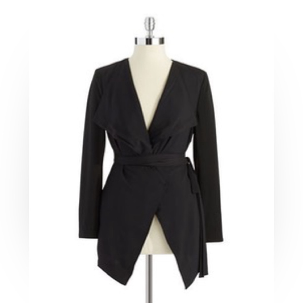 NWT DKNYC Black Shawl Draped Collar Tie Waist Blazer XL